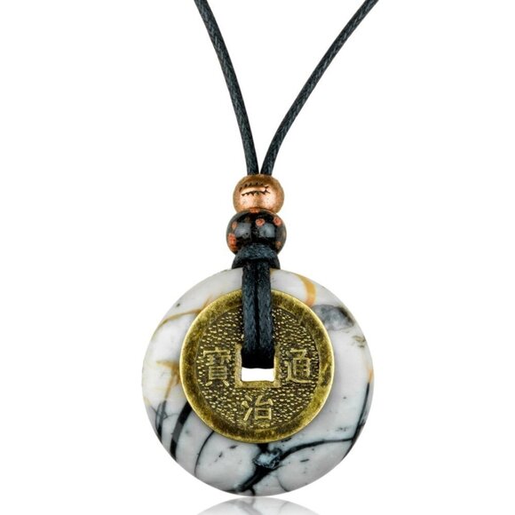 Artisan Jewelry - Picasso Jasper And Lucky Coin Pendant